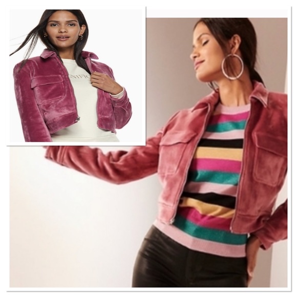 Nine West Velvet Cropped Bomber Jacket - Picture 6 of 6